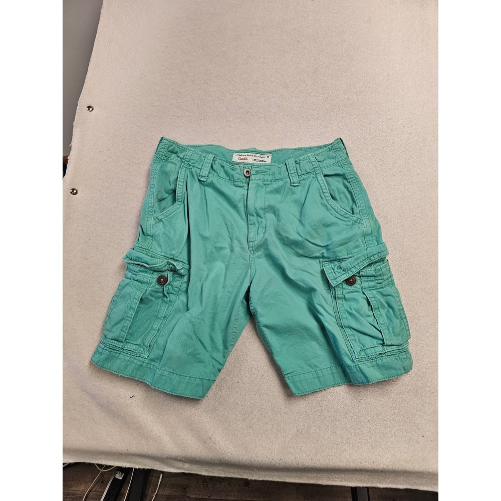 American Eagle Outfitters Classic Cargo Shorts Mens 36 Teal Green Cotton 6093‎